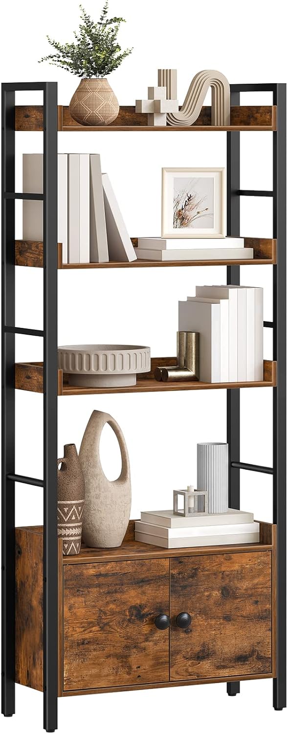 HOOBRO Estantería de escalera de 4 niveles (estilo industrial, con bordes) organizadores de armario