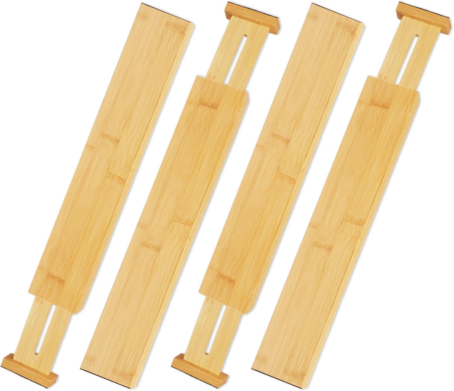 Relaxdays Separadores de Cajón de Bambú (pack 4) organizador de baño