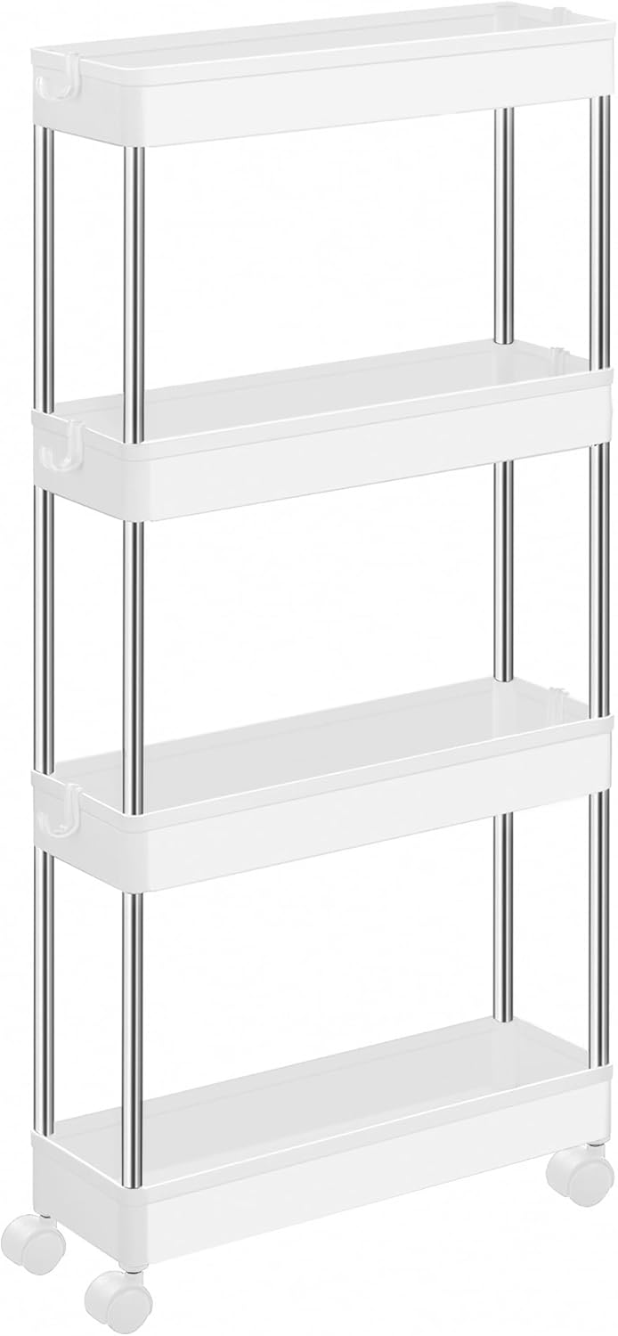 SONGMICS Carro estrecho 4 niveles 14,4×42×86 cm (KSC08WT) organizador de baño