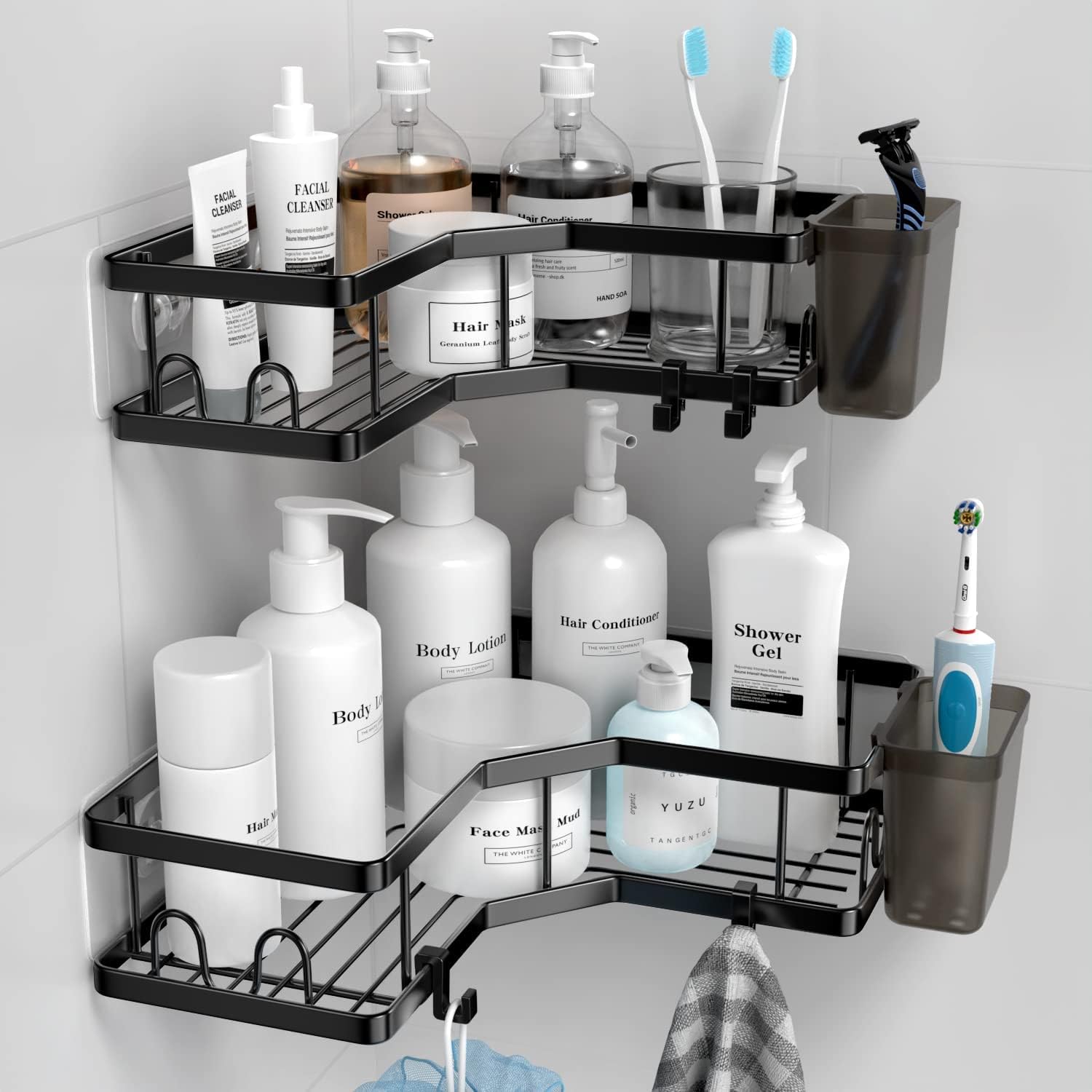 FINIBO Estantes de Ducha de Esquina (2 uds., autoadhesivas) organizador de baño