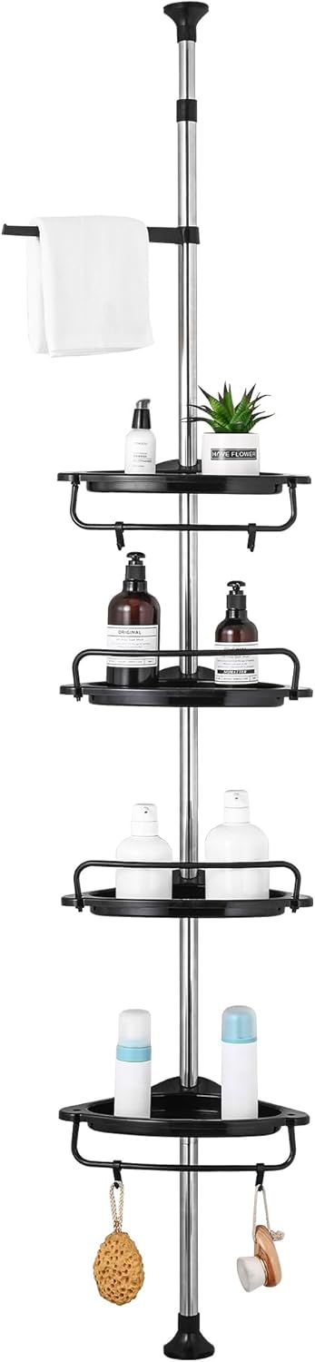 GRICOL Estante de Ducha Esquinero sin Taladro (2 niveles, metal) organizador de baño