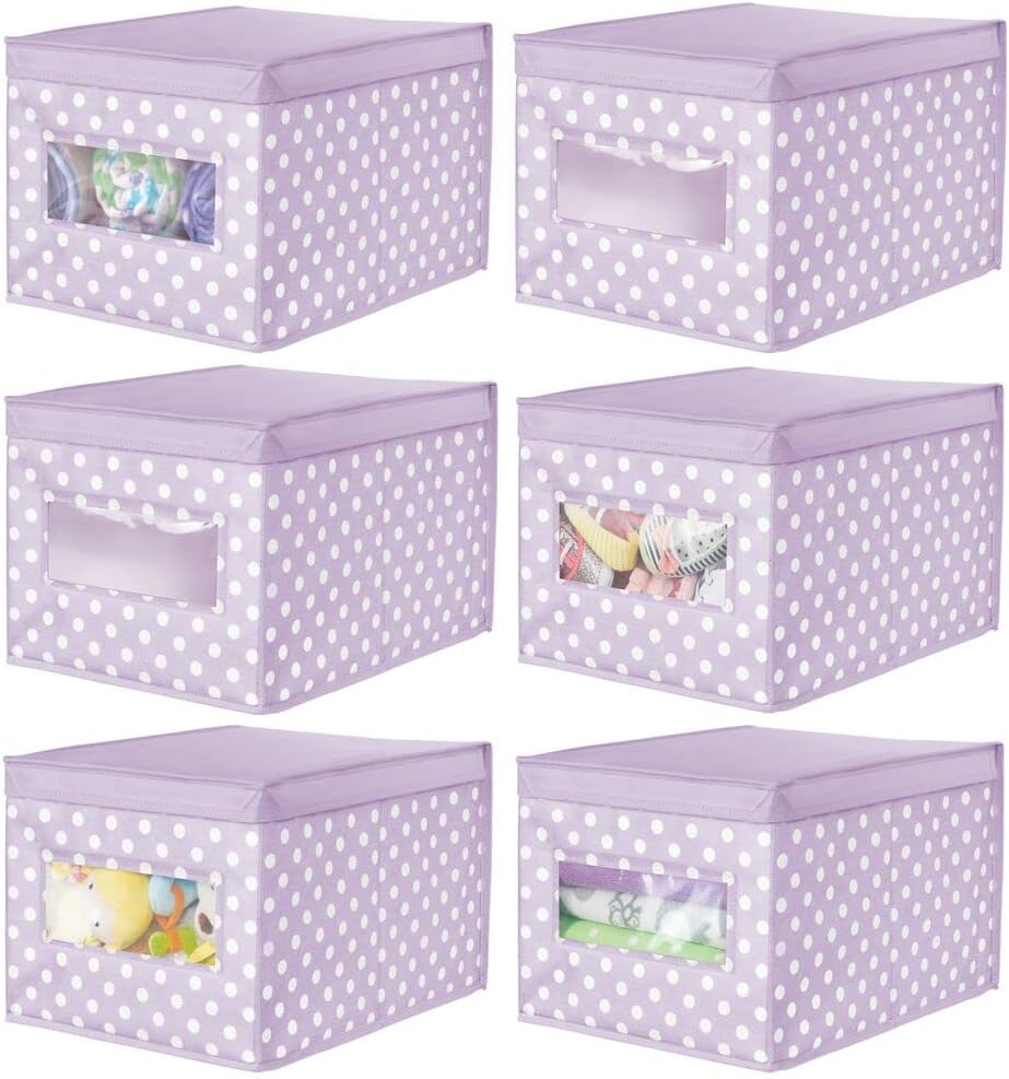 mDesign Caja organizadora de tela con tapa (juego de 2, apilables)