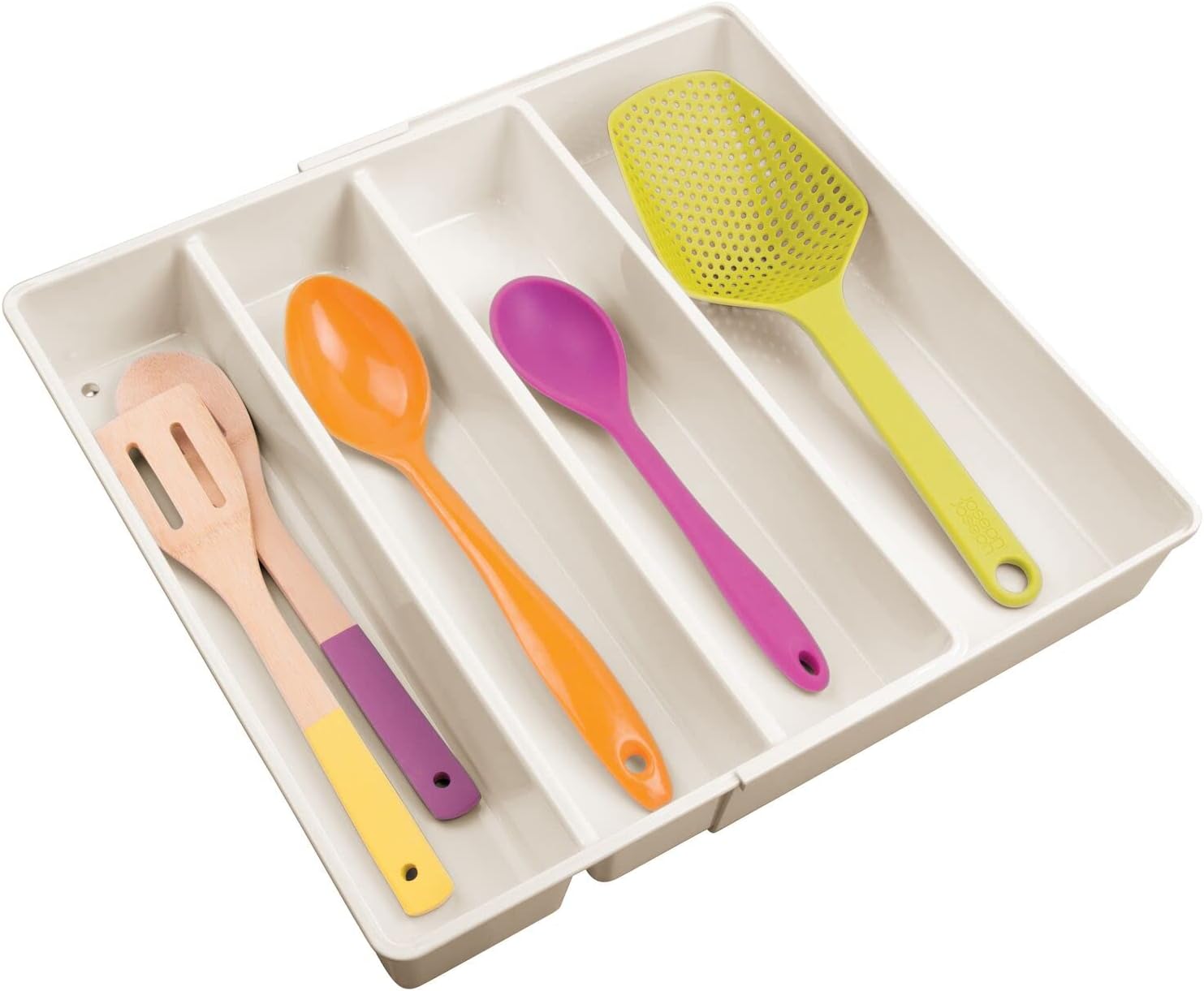 mDesign Organizador de cubiertos con divisiones extensibles Organizador de cocina