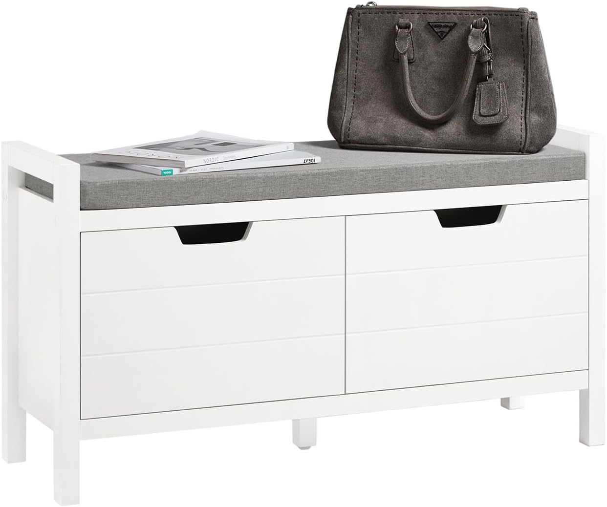 SoBuy Banco zapatero con asiento y cajones FSR74-W organizadores de rellano