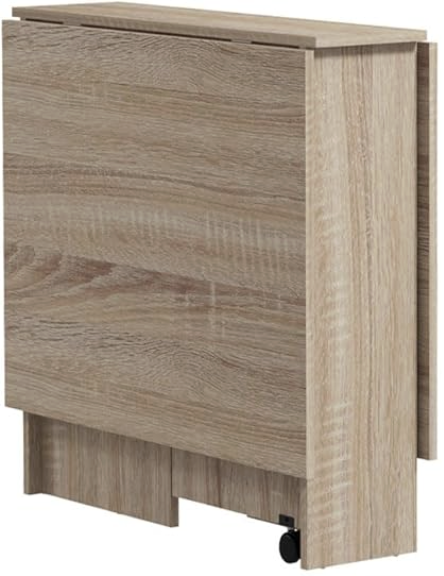 Mesa plegable HOMCOM con ruedas y alas abatibles 75x140x74 cm para salón o comedor